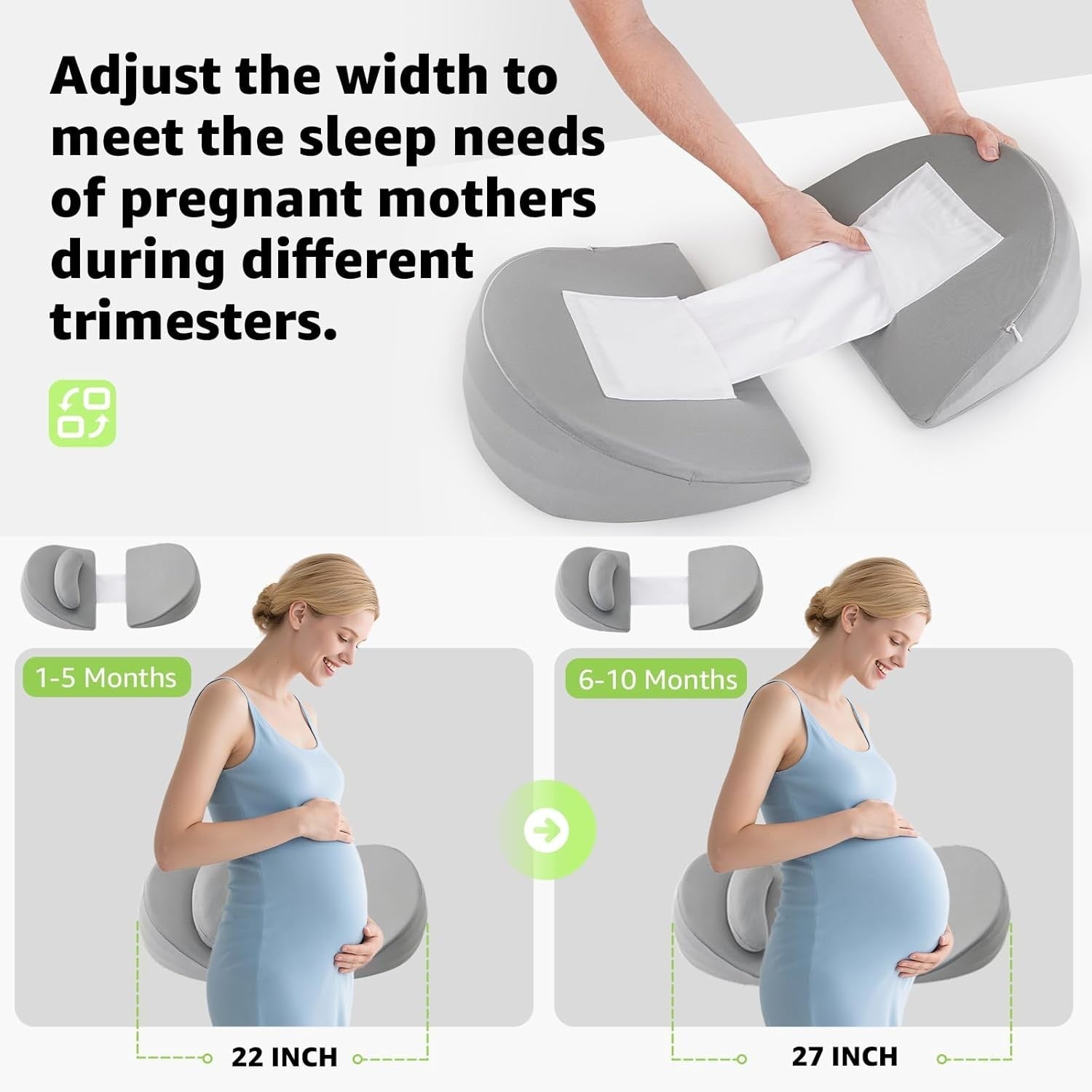 Pregnancy Pillow Memory Foam Maternity Wedge Belly Back Hip Support