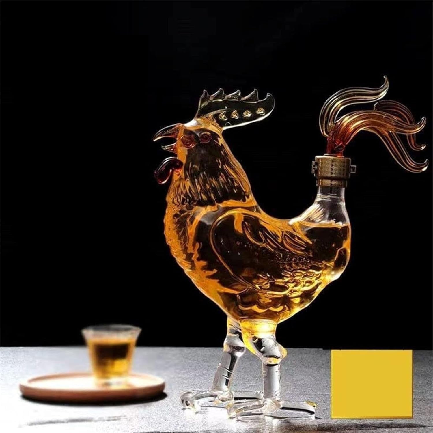 Rooster Whiskey Decanter 500ml Glass Chicken Bottle Unique Bar Gift