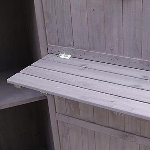 Tall Wooden Garden Storage Shed with Shelves & Hooks, Waterproof Steel Roof