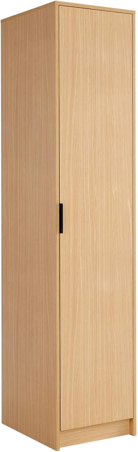 Slim Oak Effect 1-Door Wardrobe with Shelf & Hanging Rail – Compact Storage