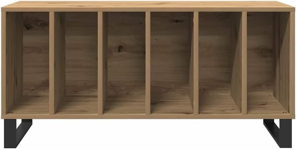 Oak Effect Vinyl Record Cabinet – 5 Shelf LP Storage Unit w/ Iron Legs