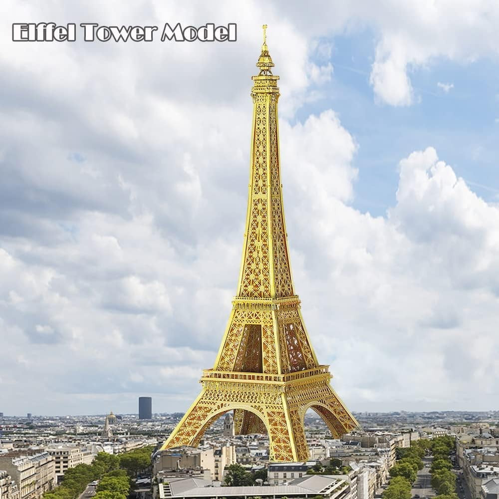 3D Metal Puzzle Eiffel Tower Model Kit, 96 pcs, Stainless Steel, Brain Teaser