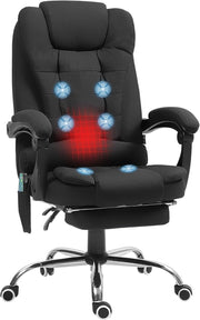 Heated Massage Office Chair Recliner Executive Desk Seat Footrest Black NEW