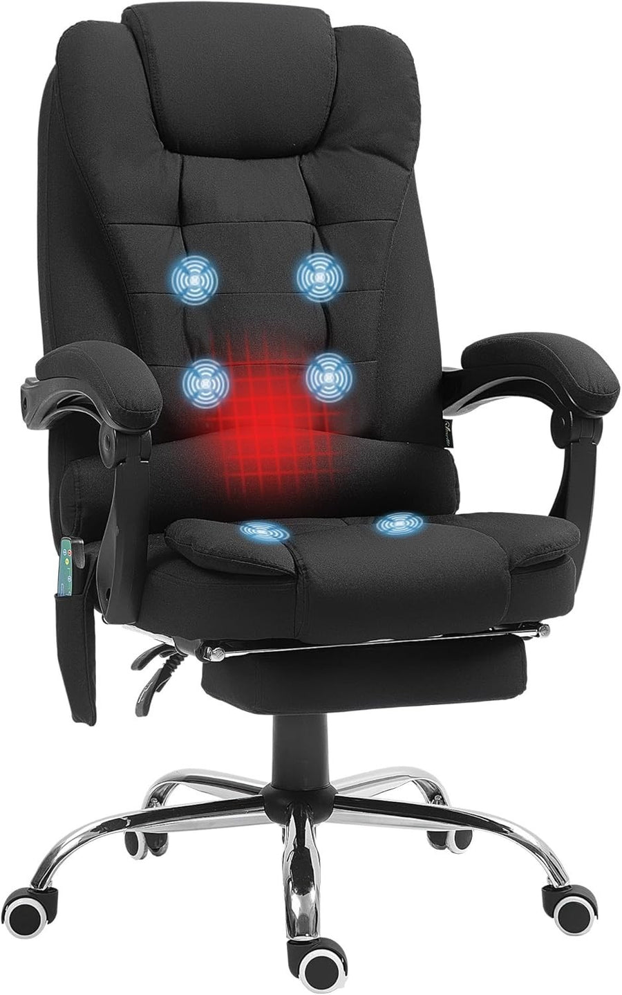Heated Massage Office Chair Recliner Executive Desk Seat Footrest Black NEW