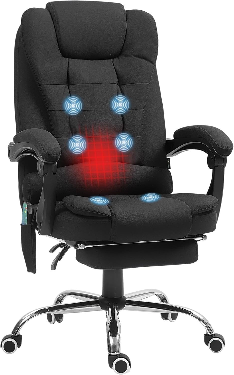 Heated Massage Office Chair Recliner Executive Desk Seat Footrest Black NEW