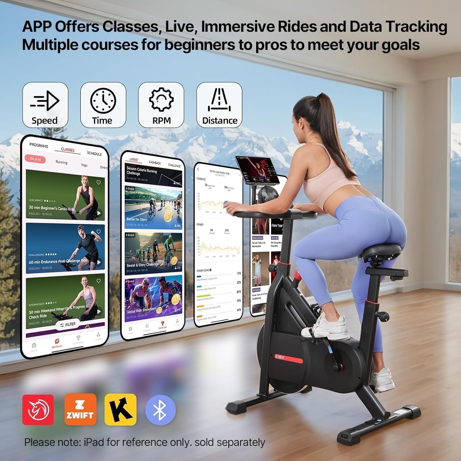 Silent Magnetic Spin Bike w/ App, Self-Powered, LED Feedback, 350lb Capacity