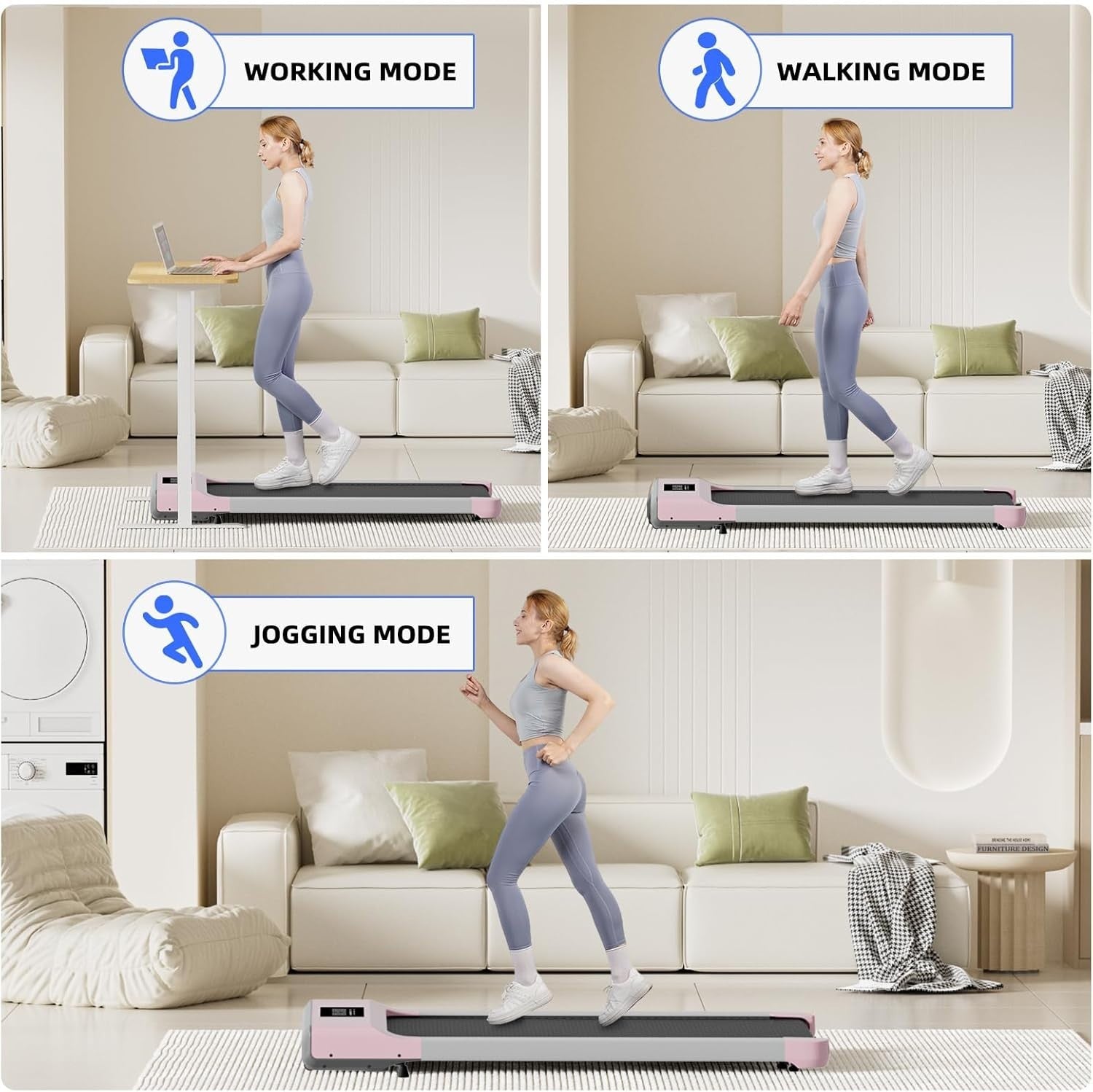 Under Desk Walking Pad Treadmill App Control Quiet Home Fitness 136kg