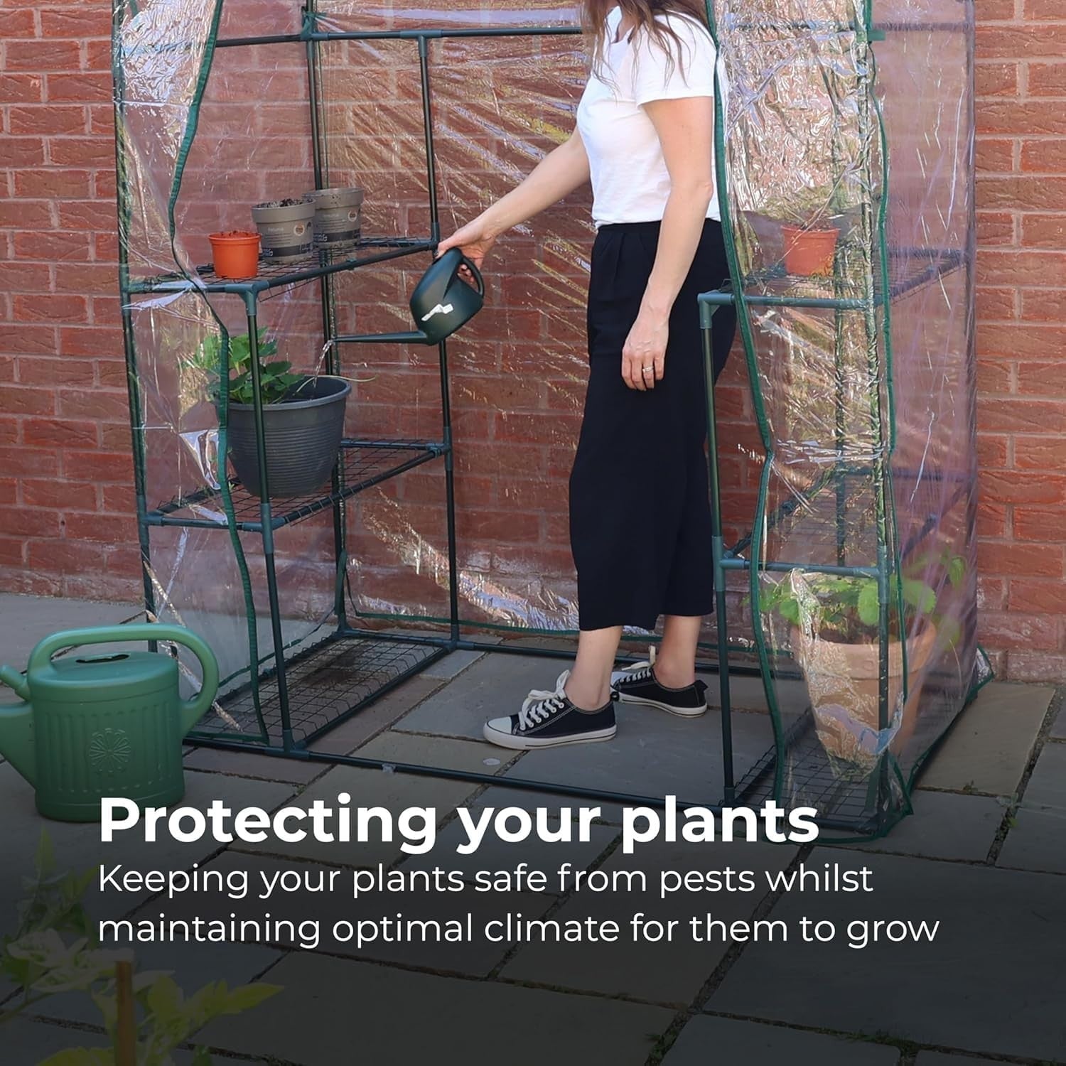 3 Tier Walk-In Greenhouse PVC Cover | Large Garden Growhouse with Metal Frame