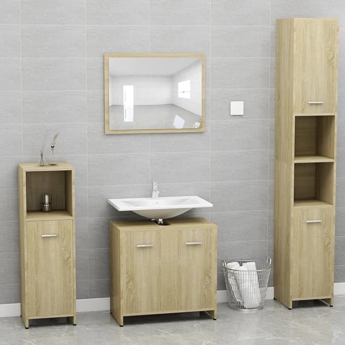 Modern Sonoma Oak Bathroom Storage Cabinet 60x30x61cm