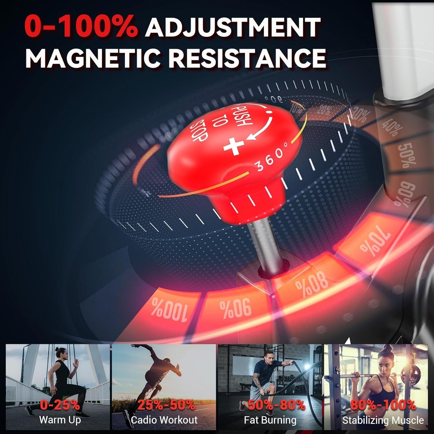 Magnetic Silent Spin Bike w/ LCD Display, Heavy Flywheel, APP Support & Holder