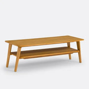 Oak Veneer Mid-Century Coffee Table with Shelf – 2 Tier Design