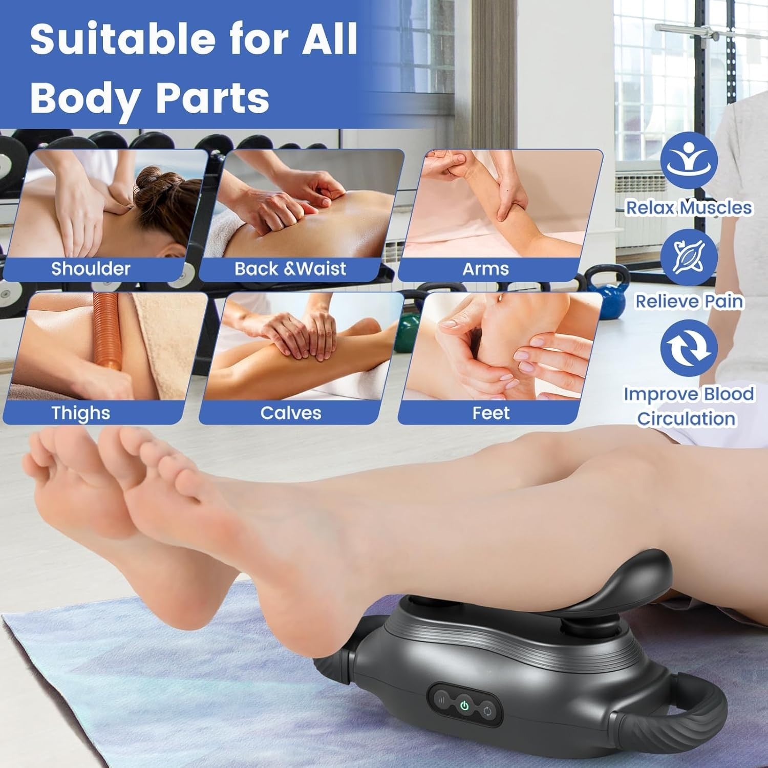 Deep Tissue Electric Massage Gun Handheld Muscle Massager 3 Heads Timer