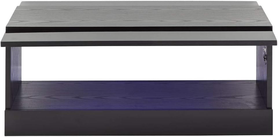 LED Coffee Table with Storage & High Gloss Finish – Modern Black TV Unit