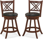 Espresso Black Swivel Bar Stools Set of 2 – Rubber Wood Counter Chairs 96 cm