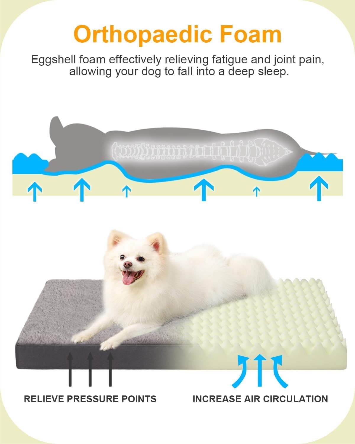 Large Orthopedic Dog Bed 90x57cm Waterproof Washable Dark Grey