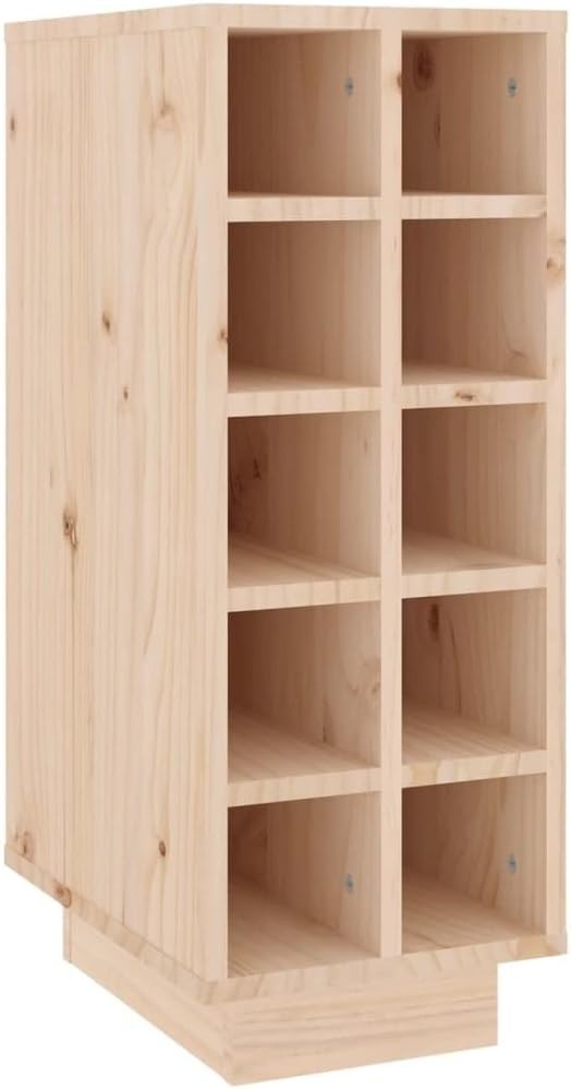 Solid Wood Wine Storage Cabinet | 10 Bottle Freestanding Organizer for Kitchen