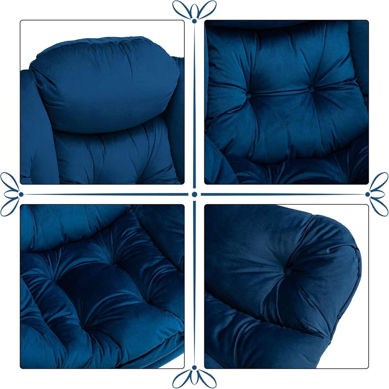 Velvet Dark  Blue  Armchair Living Room Bedroom Lounge Chair Comfy Relax Seat