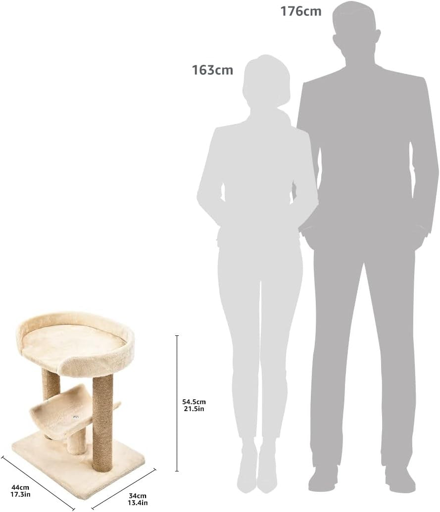 Beige Cat Tree Scratching Post Platform Tower Indoor Small Medium Cats