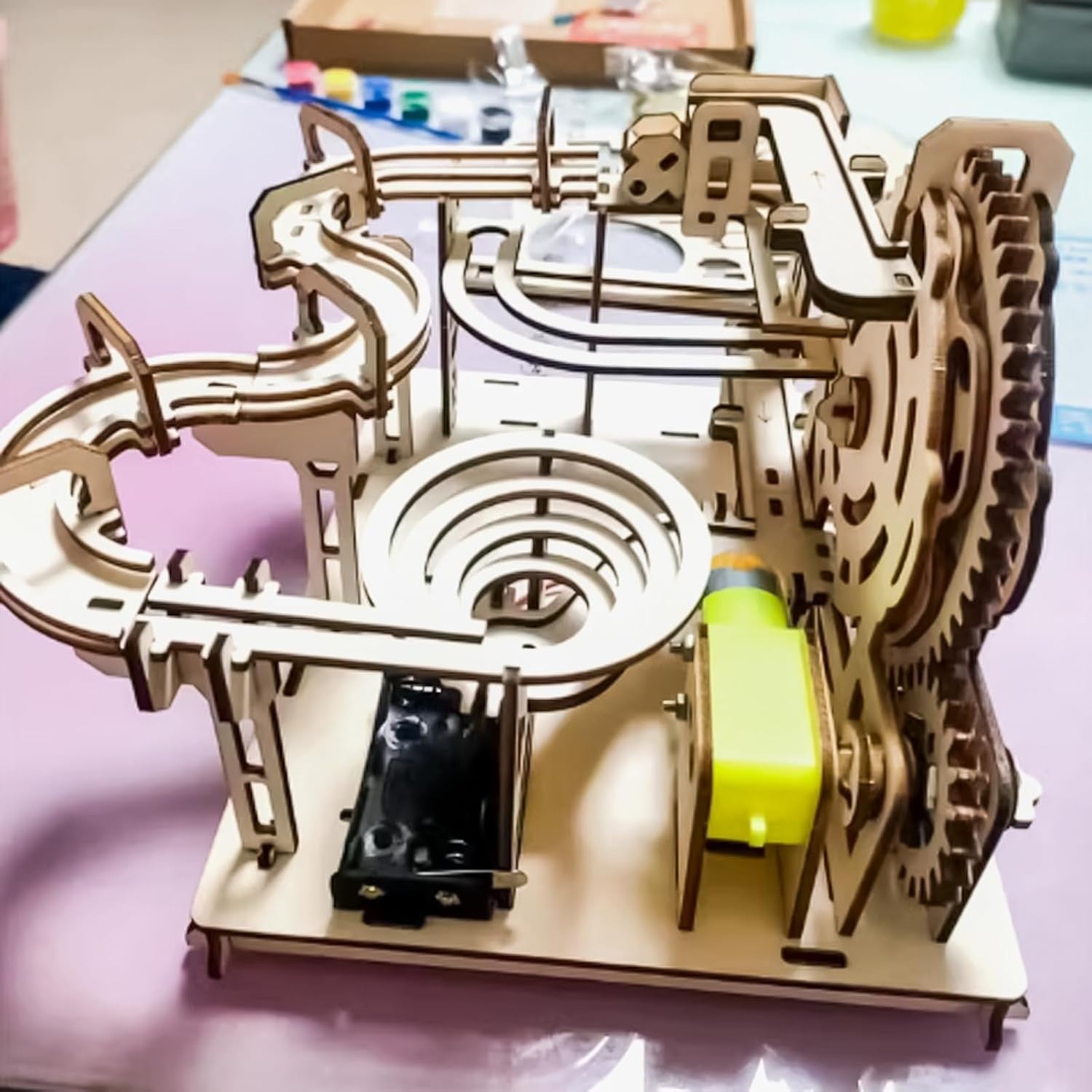 Wooden Marble Run Puzzle Kit – DIY Mechanical Roller Coaster Model Toy