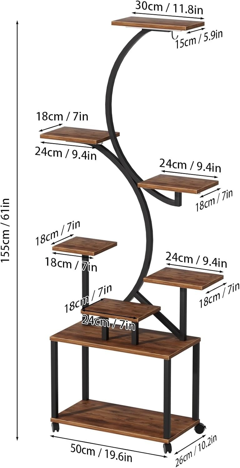 8 Tier Metal Plant Stand with Grow Lights Indoor Tall Shape Flower Shelf Rack