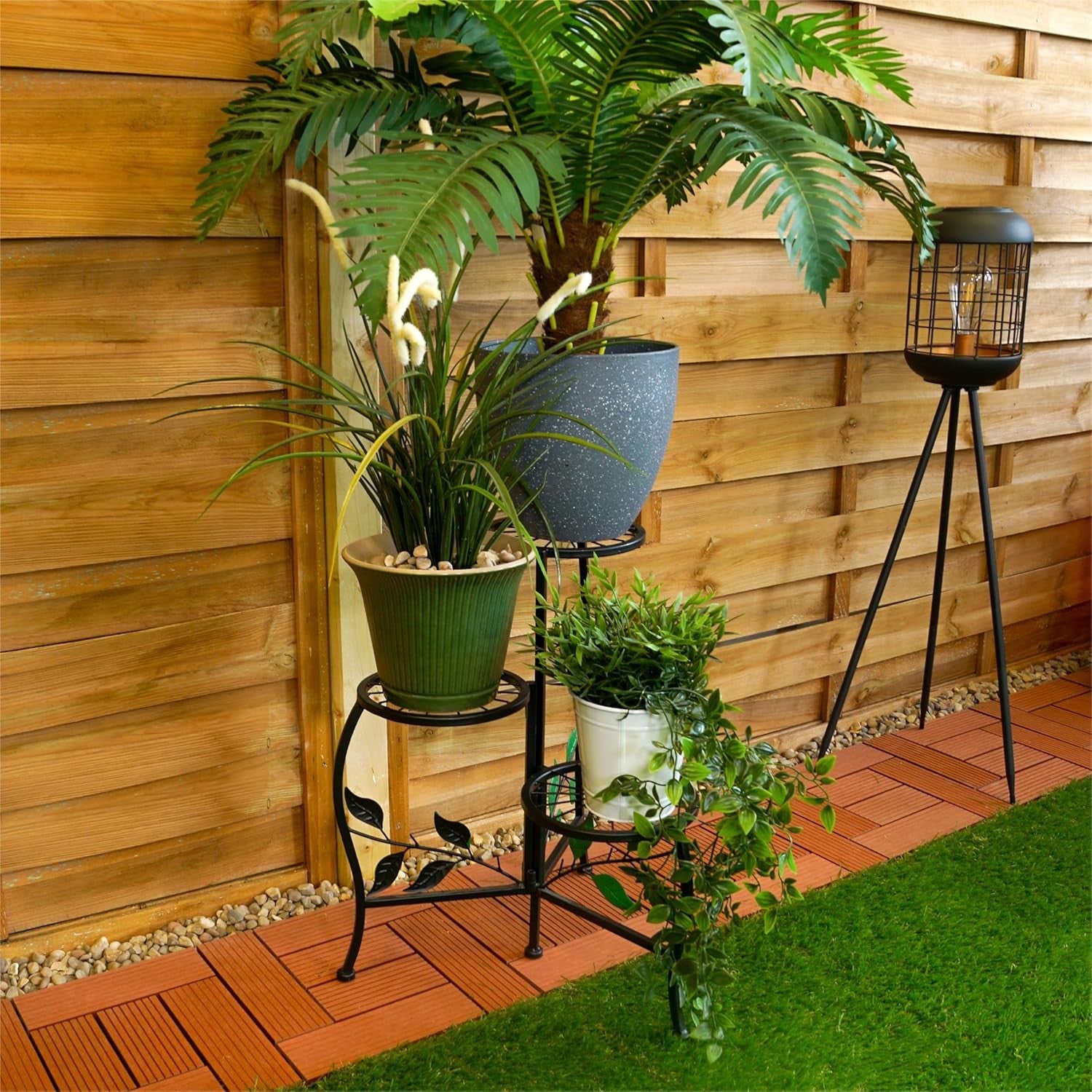 3 Tier Metal Plant Stand Indoor Outdoor Black Flower Pot Holder Display Rack