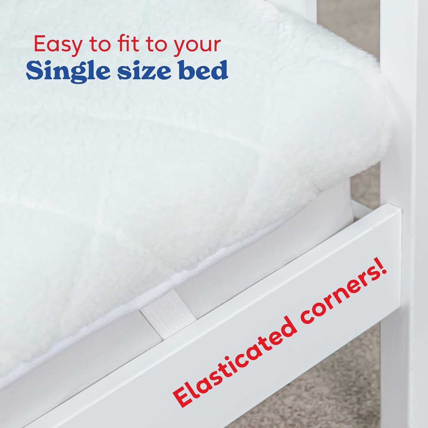 Electric Heated Underblanket Single Sherpa Fleece Low Energy Washable 90x190cm