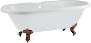 White Double Ended Freestanding Roll Top Bath 1795x785mm Copper Claw Feet