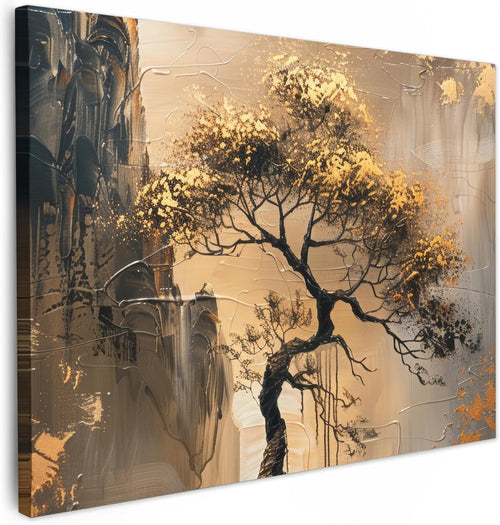 Gold Tree Canvas Wall Art 40x30cm Framed Modern Print