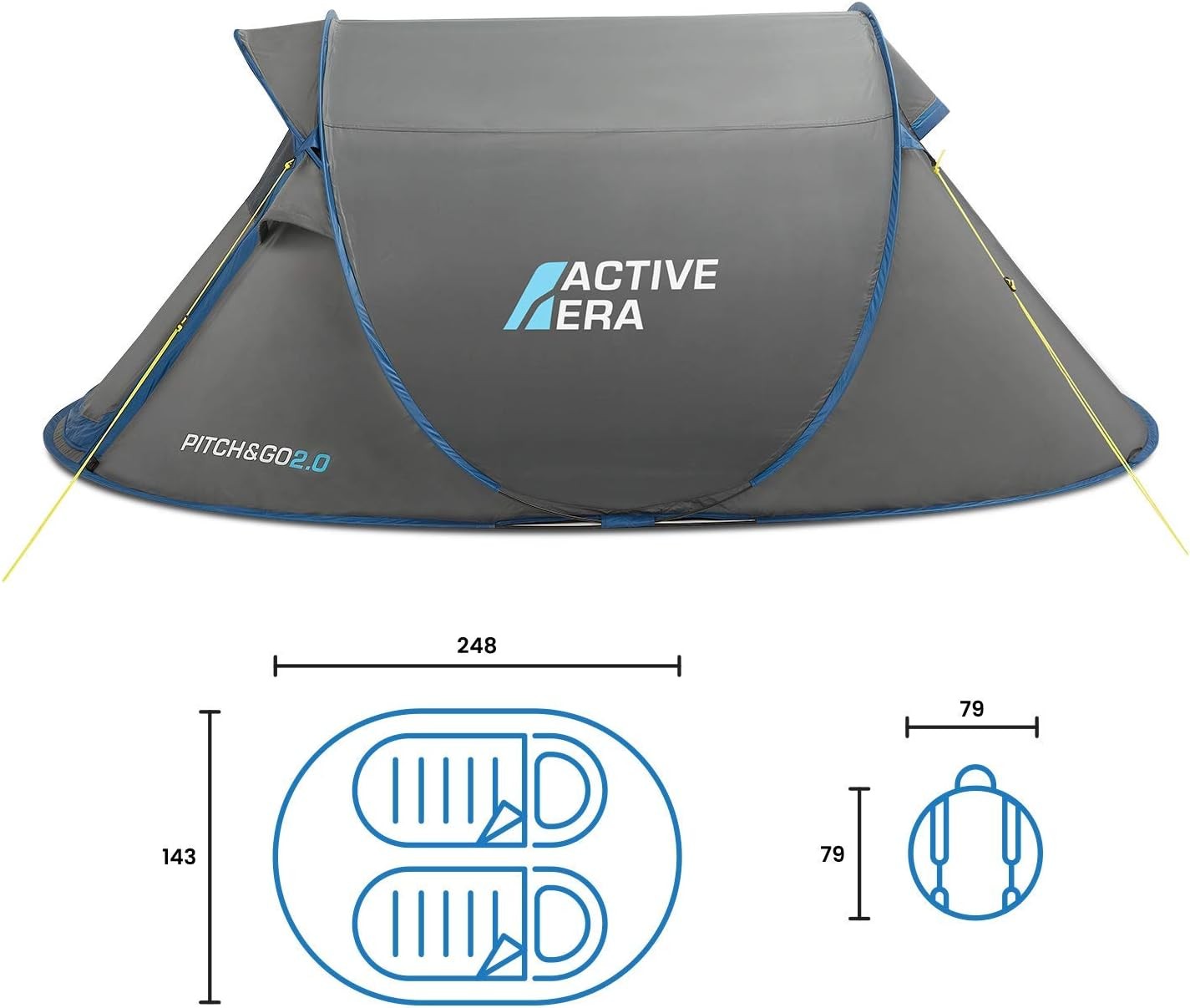 Active Era Pop-Up Tent 4-5 Person Easy Setup Waterproof with Porch