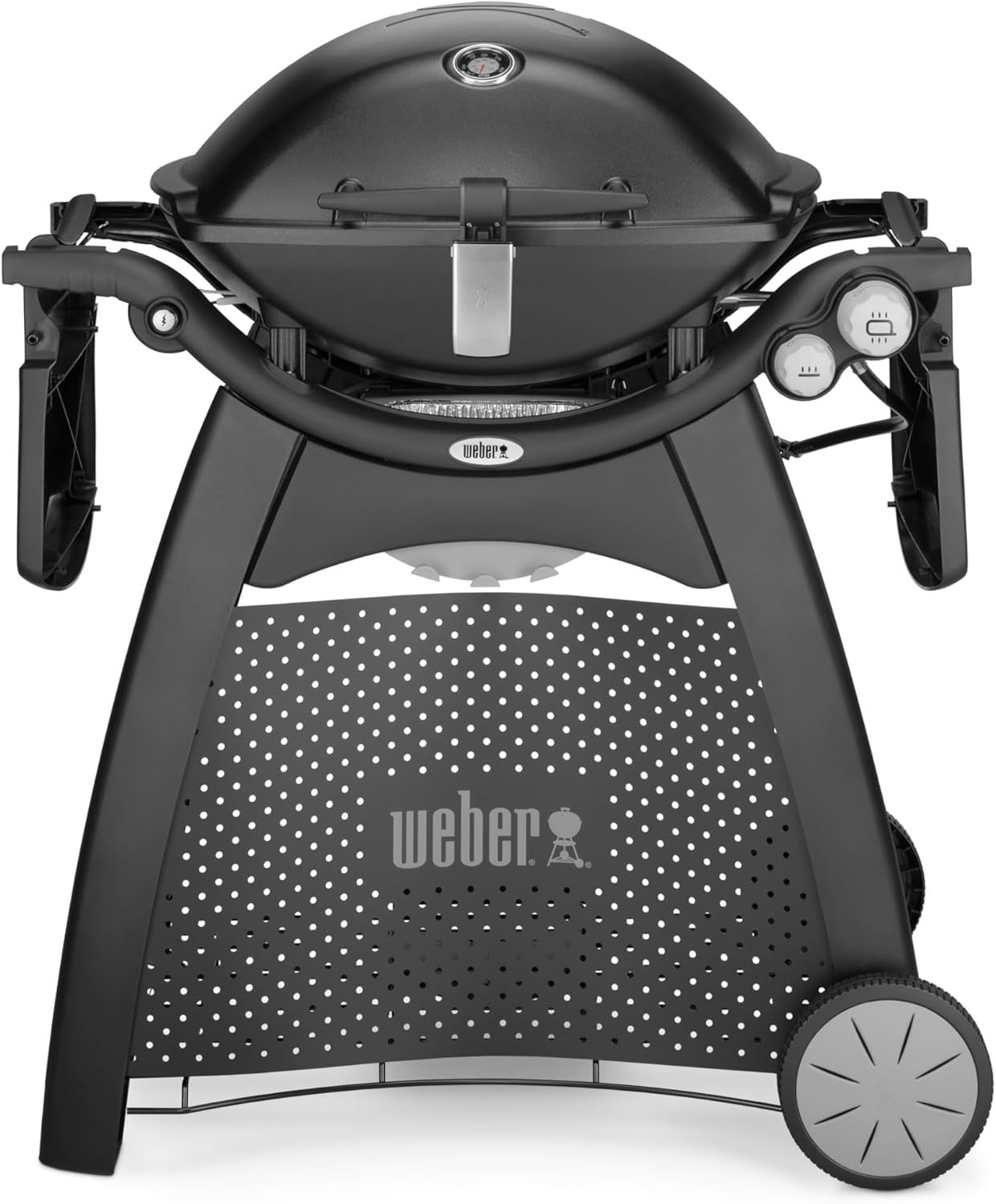 Premium 2 Burner Gas BBQ Grill with Cart, 63x45cm Cast Iron Grate, Thermometer
