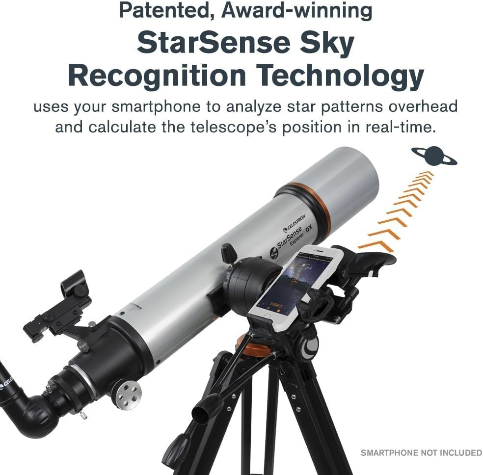 102mm Refractor Telescope with Smartphone App, Eyepieces & Mount, Silver