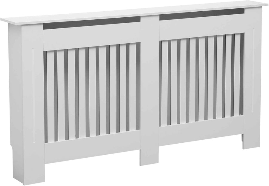 Large White Radiator Cover | Modern Slatted MDF Cabinet