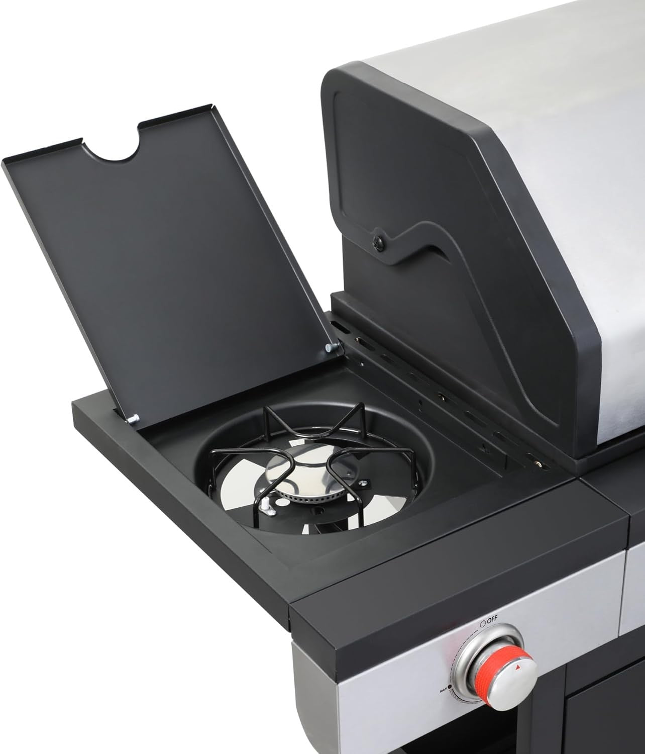 3 Burner Dual Fuel BBQ Grill with Side Burner, Gas & Charcoal Outdoor Barbecue