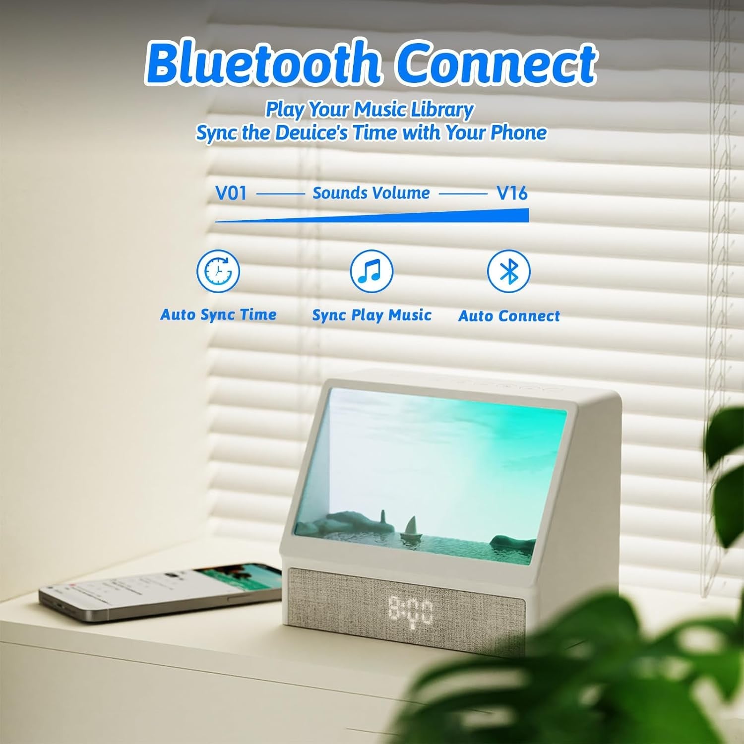 Sunrise Alarm Clock Wake Up Light Natural Sounds Bedside Night Lamp