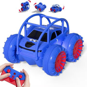 Amphibious RC Stunt Car 4WD Type-C Rechargeable 360° Flip LED Lights Kids Toy