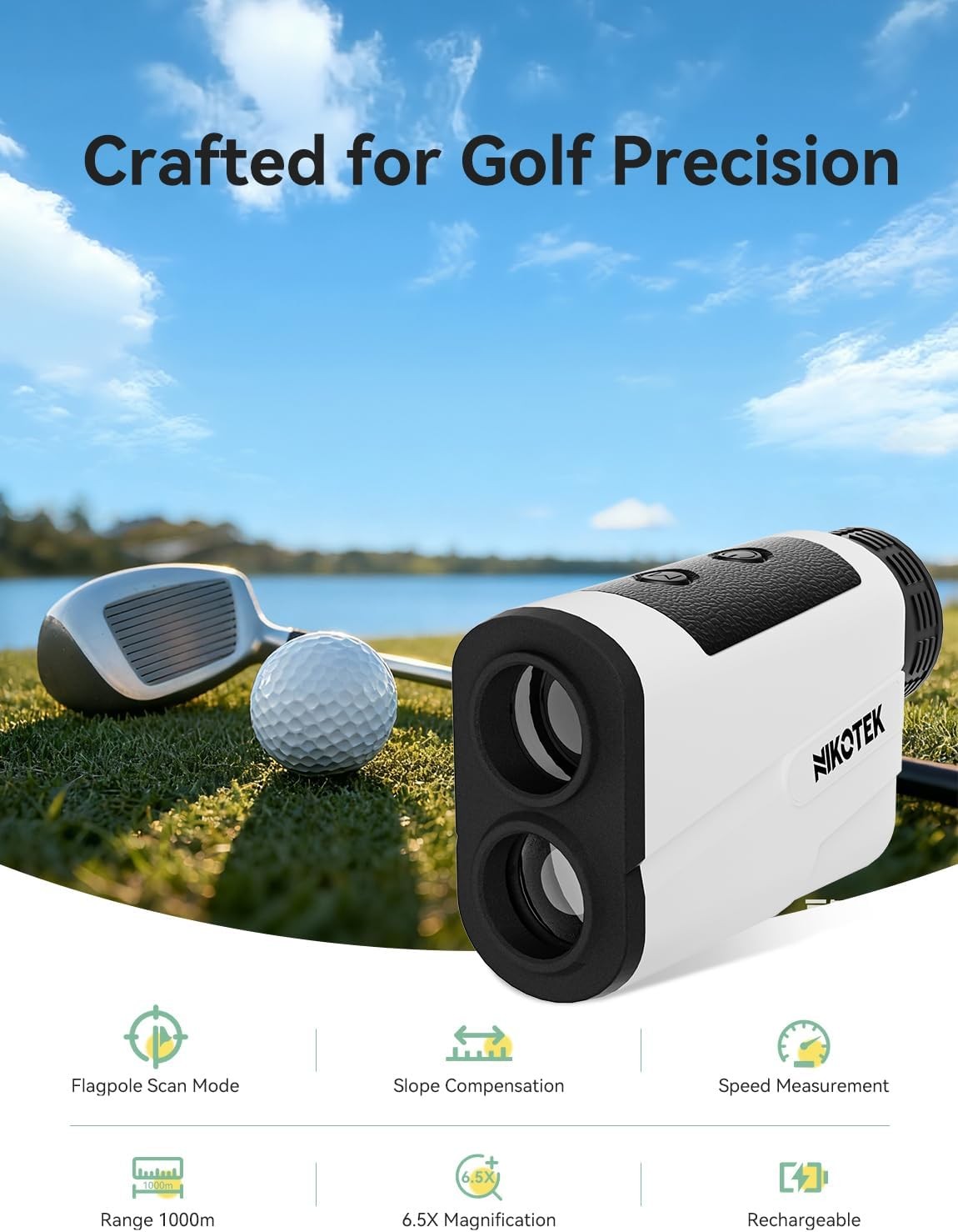 Golf Range Finder 1000 Yards Slope Flag Lock Rechargeable Laser