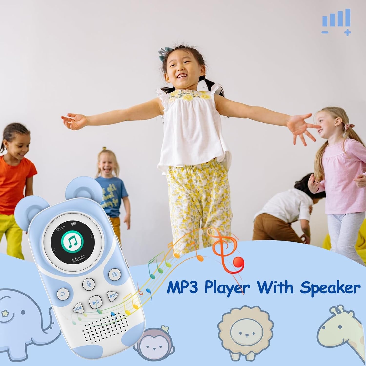Kids MP3 Player 64GB Bluetooth 5.3 FM Speaker Alarm