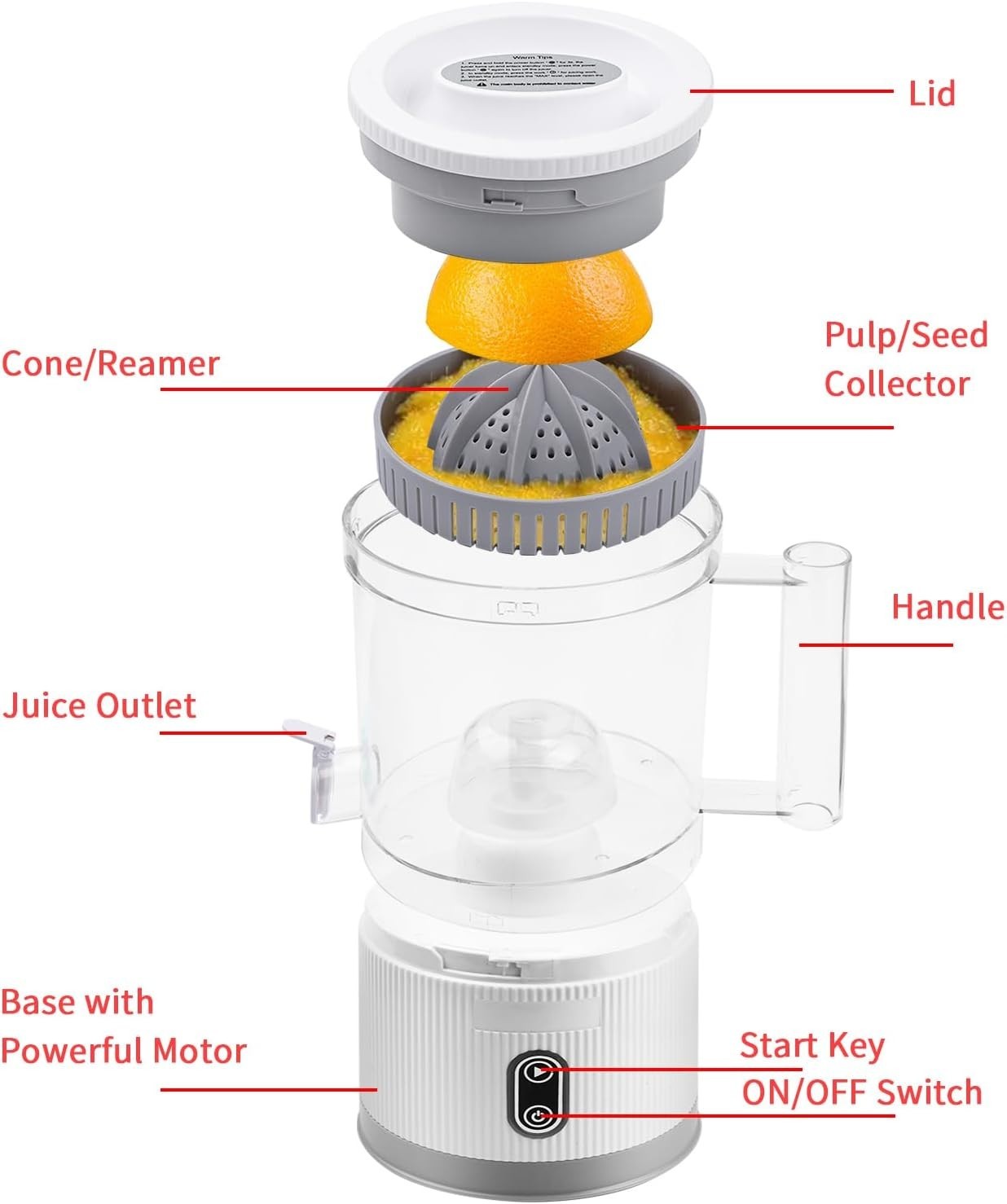 Rechargeable Electric Citrus Juicer USB Portable Touch Button Auto Press