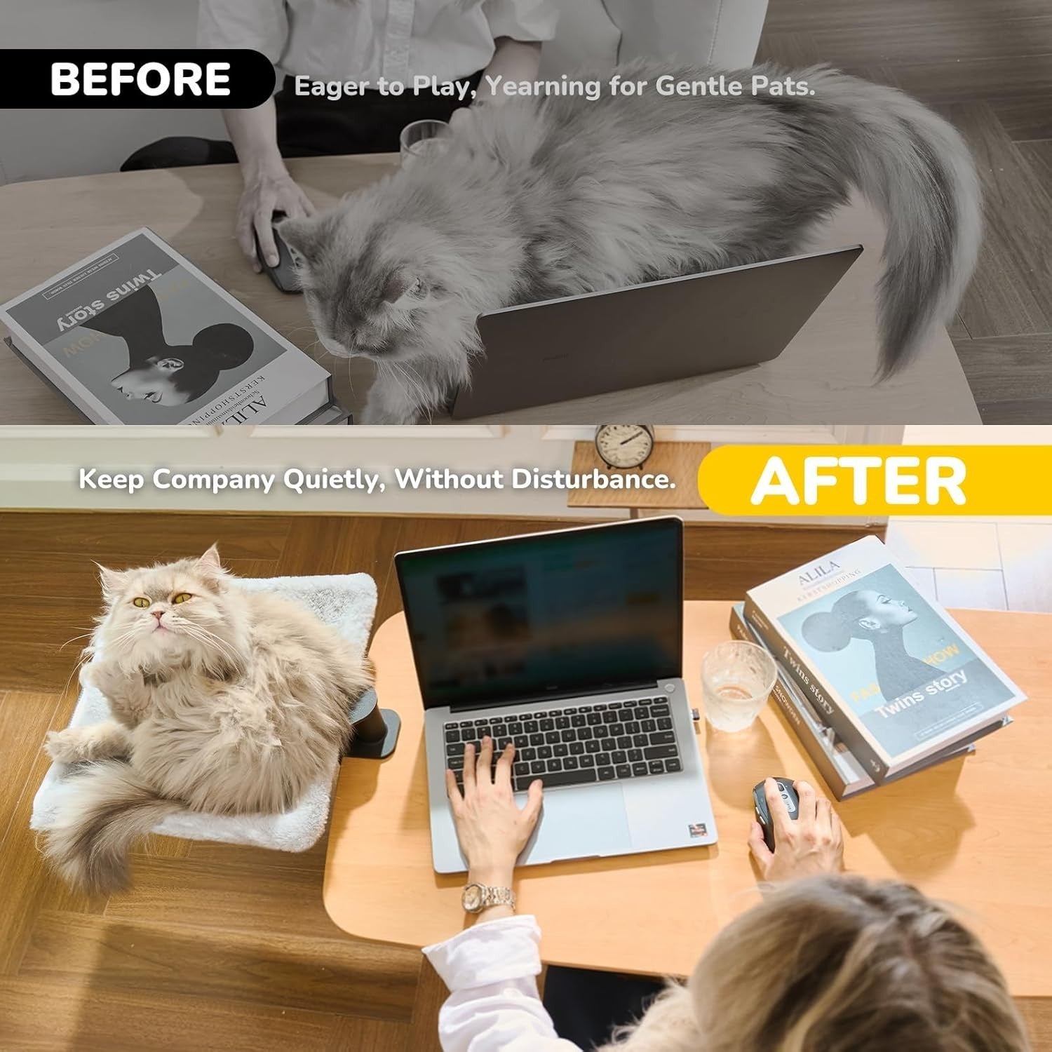 Rotating Desk Cat Bed Square Cat Hammock Clamp On Desktop Perch
