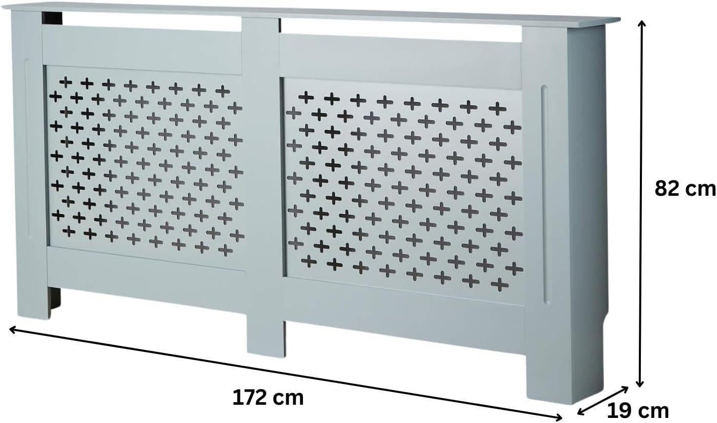 Grey Radiator Cover Extra Large 172cm Wooden Cabinet with Shelf