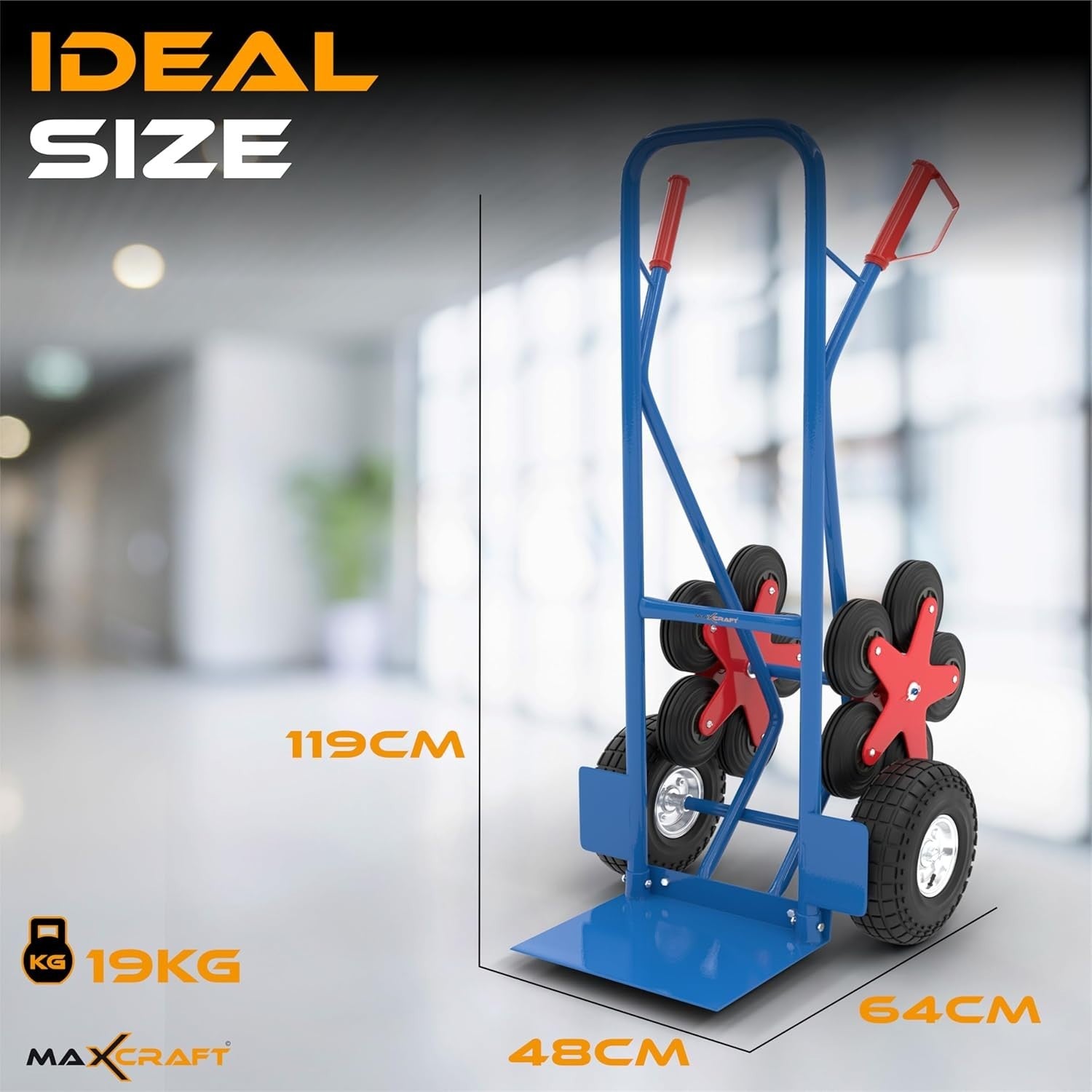 Heavy Duty Stair Climber Sack Truck 200kg 12-Wheel Hand Trolley Blue
