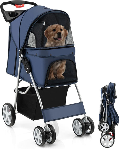 Pet Stroller Foldable Dog Cat Pushchair 4 Wheels Small Medium Pets 15kg
