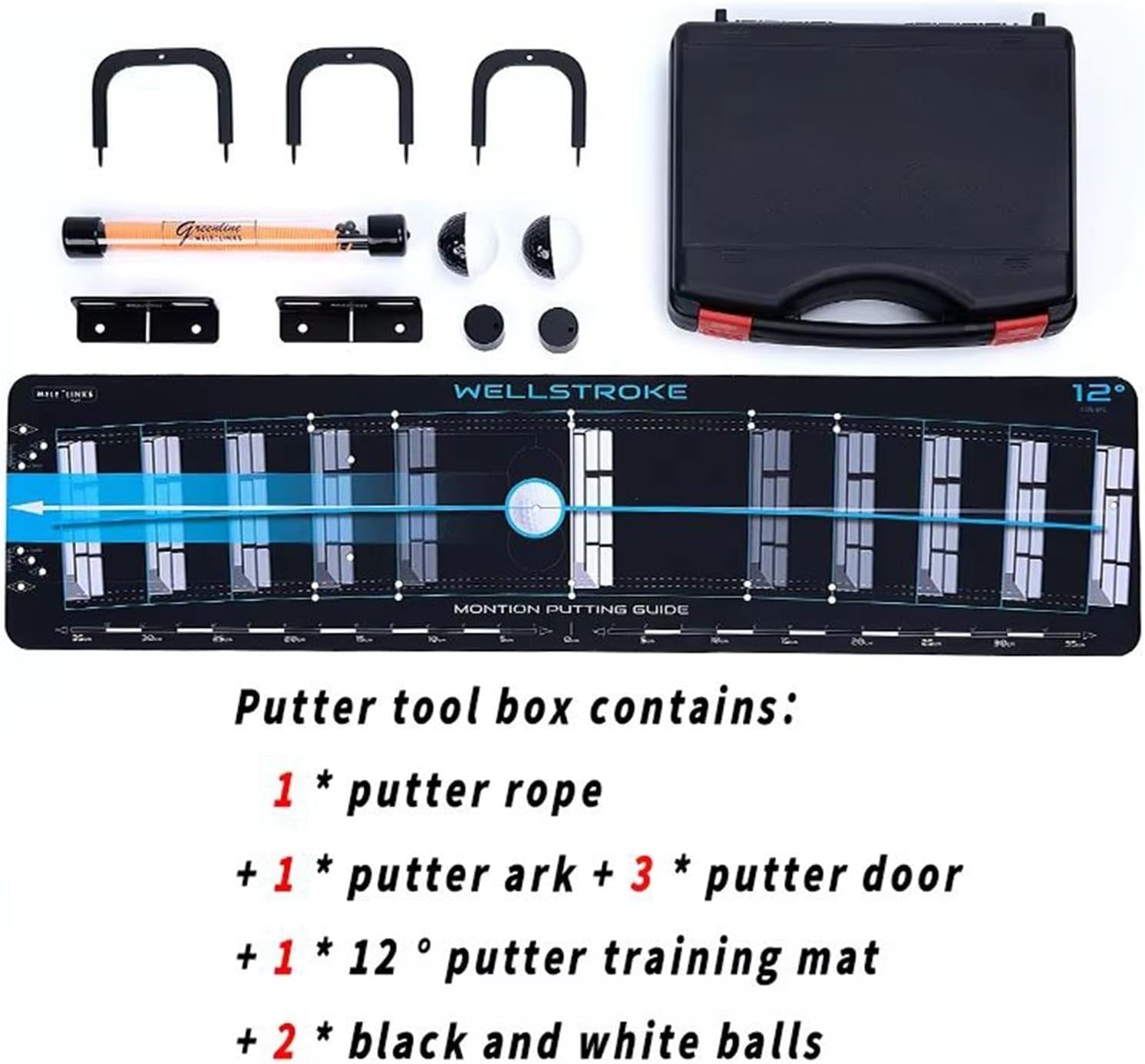Golf Putting Mat Training Kit Portable Indoor Outdoor Home Practice Set