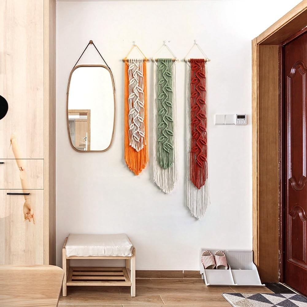 Large Boho Macrame Wall Hanging Nordic Leaf Tapestry