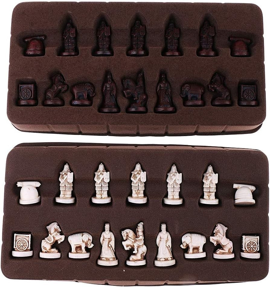 Vintage Xiangqi Folding Leather Chess Set 3D Pieces 32cm