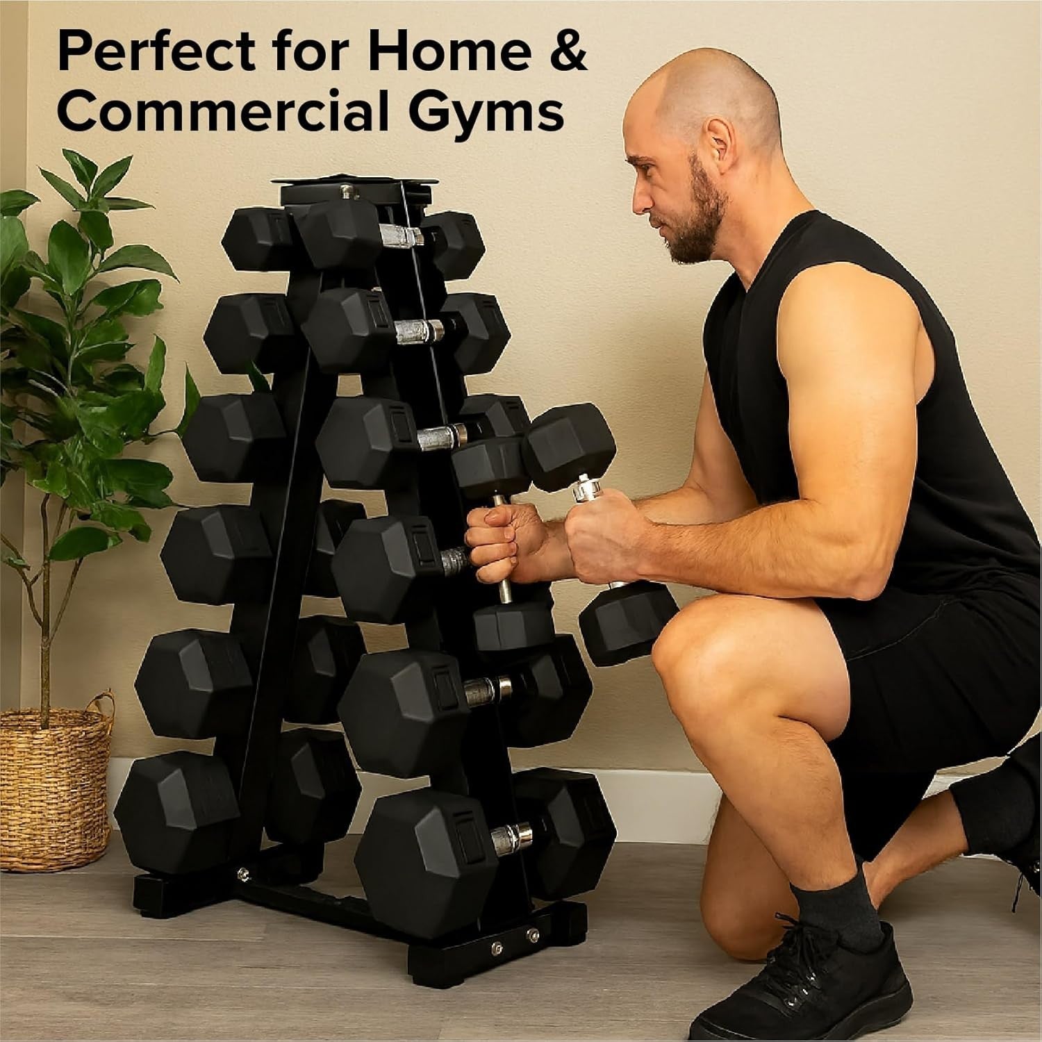 Hex Dumbbells Weight Set 6 Pairs 2.5–30kg Rubber Cast Iron Home Gym