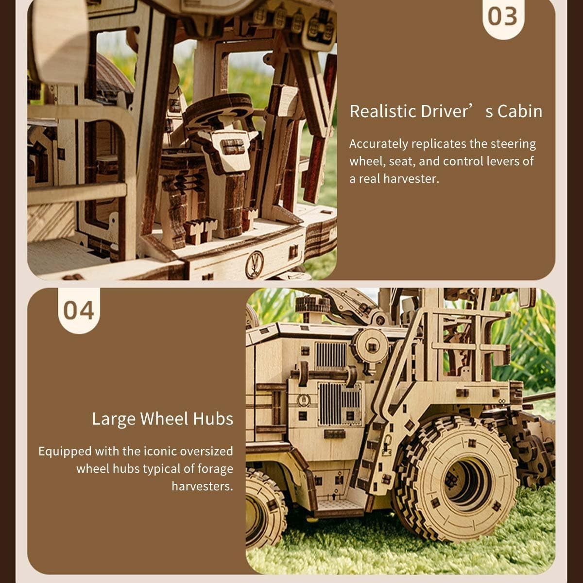 580PCS 3D Wooden Forage Harvester Puzzle – DIY Mechanical Model Gift