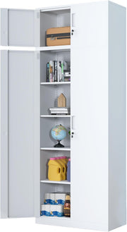 Extra Tall Metal Storage Cabinet Lockable 4 Shelf Office Garage Pantry
