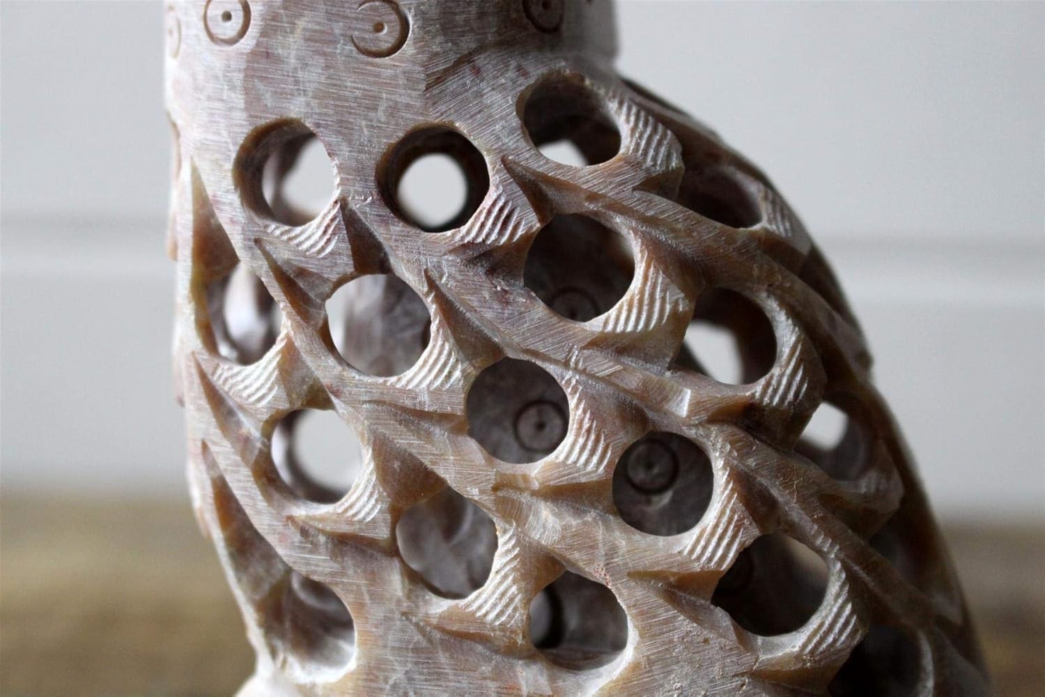 Handcrafted Stone Owl Ornament | Undercut Carved Figurine | Rustic Home Decor
