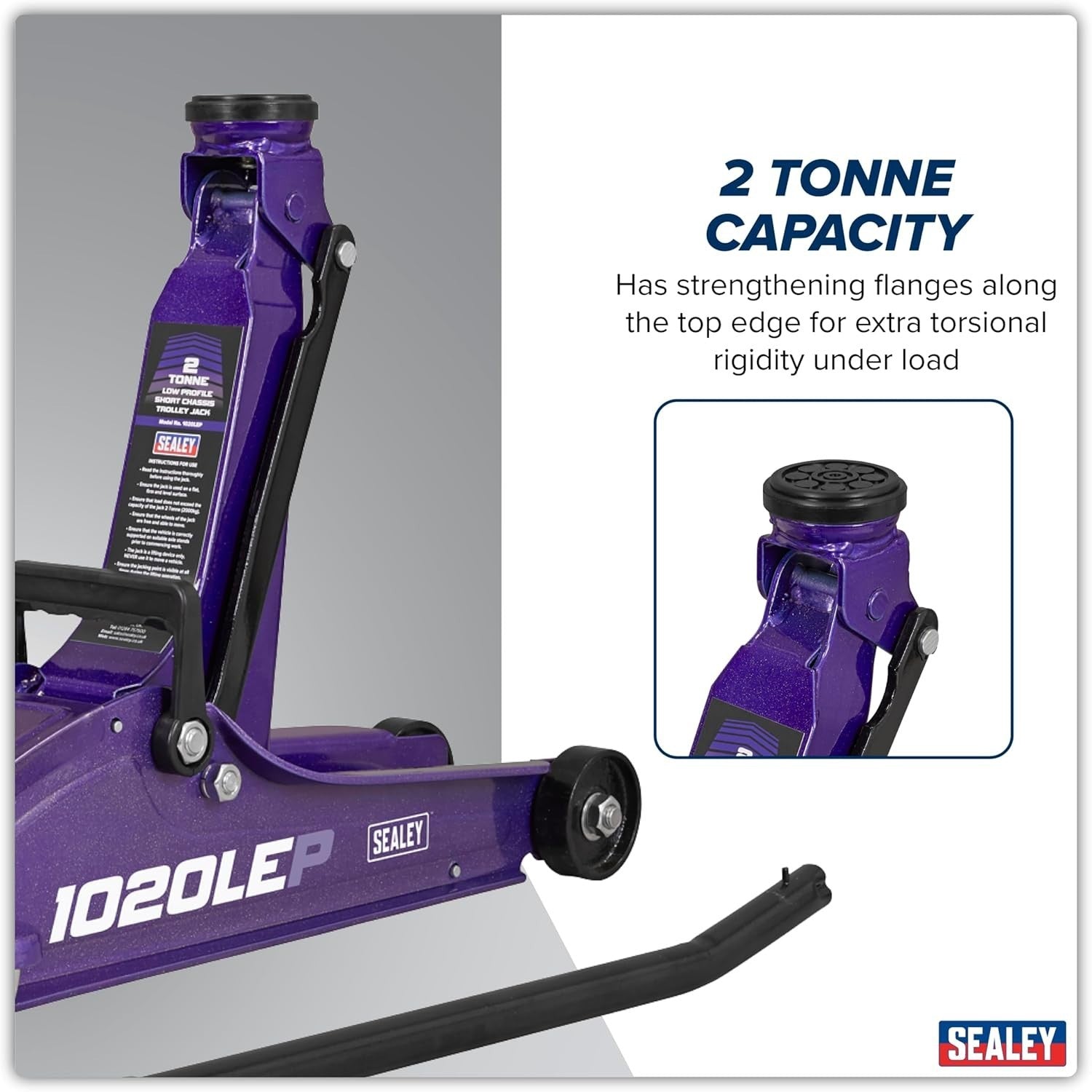 2 Ton Low Profile Trolley Jack 85–385mm Heavy Duty Short Chassis Purple